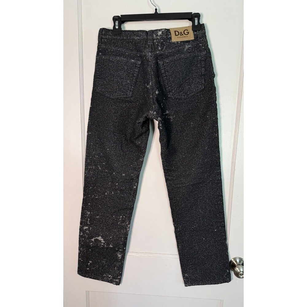 D&G Dolce & Gabbana Men's Wool Blend Textured Pants Fuzzy Black IT 48 US 34 29in